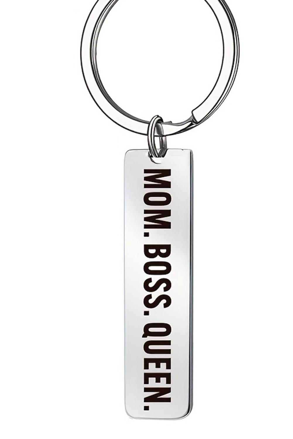 White MOM BOSS QUEEN Keyring