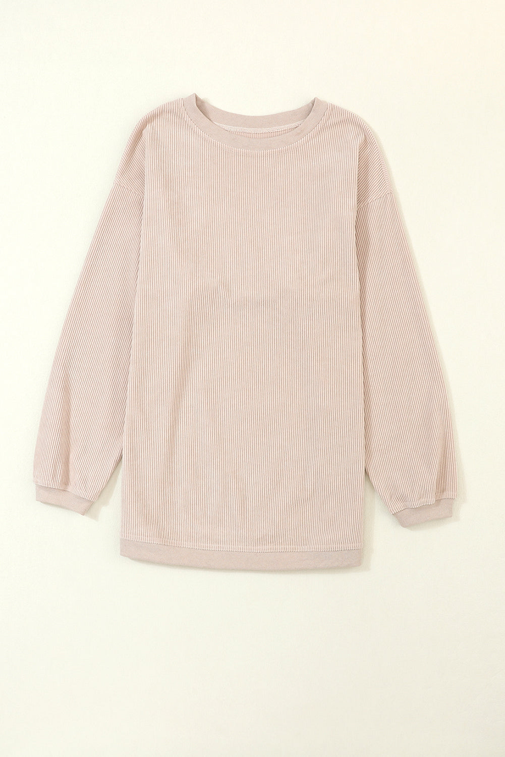 Apricot Ribbed Corduroy Oversized Sweatshirt-Great for Fall Outings