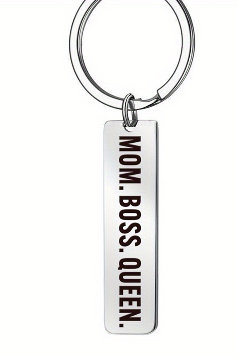 White MOM BOSS QUEEN Keyring