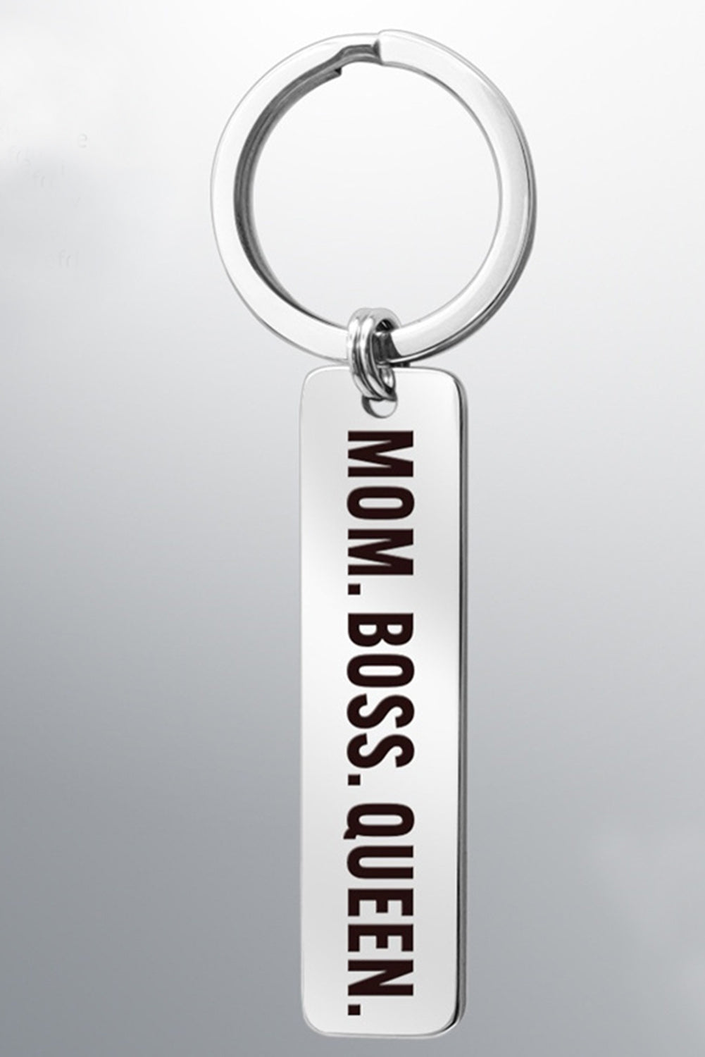 White MOM BOSS QUEEN Keyring